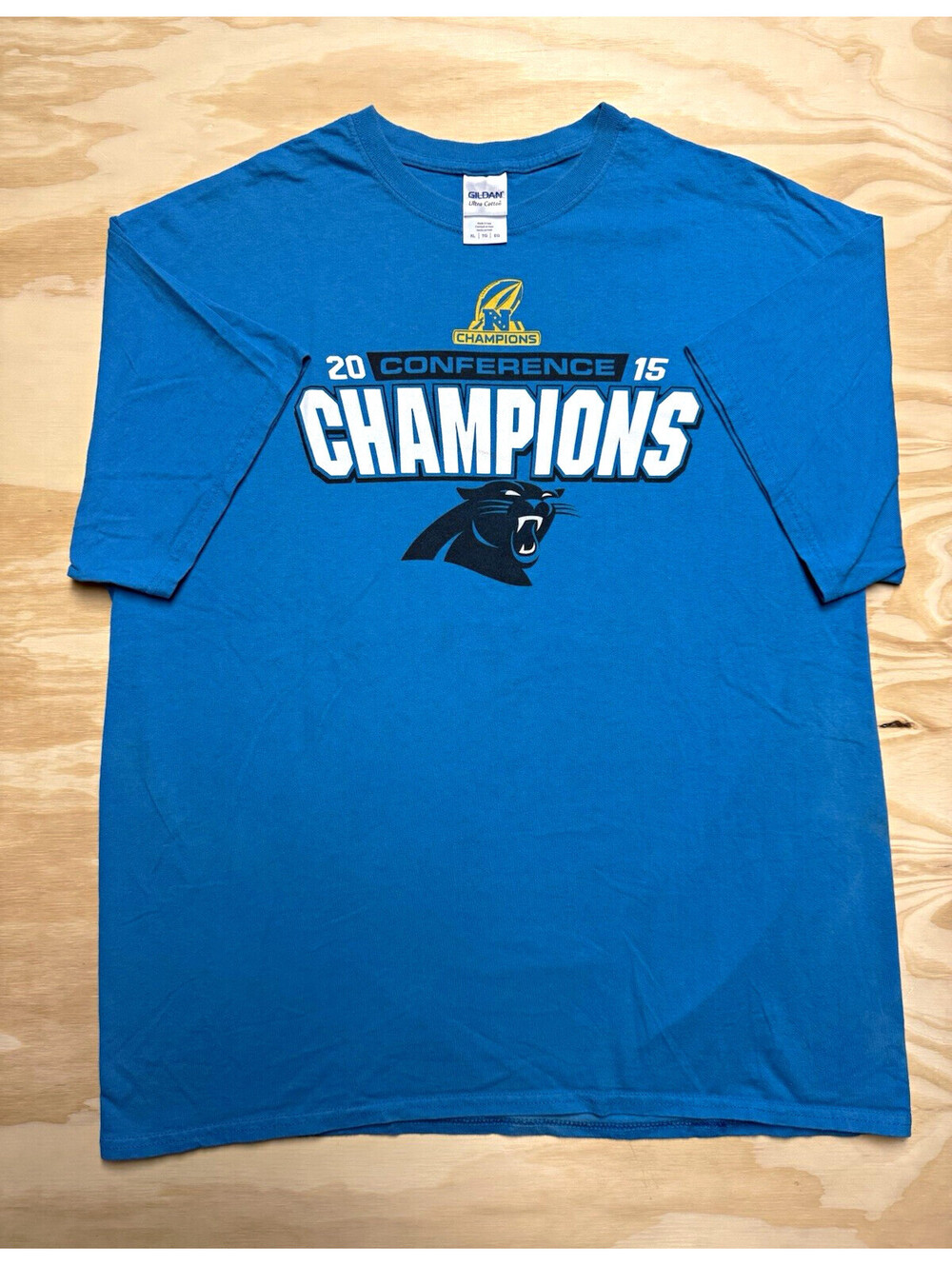 Gildan Carolina Panthers 2015 Conference Champions NFL Football Blue Shirt XL